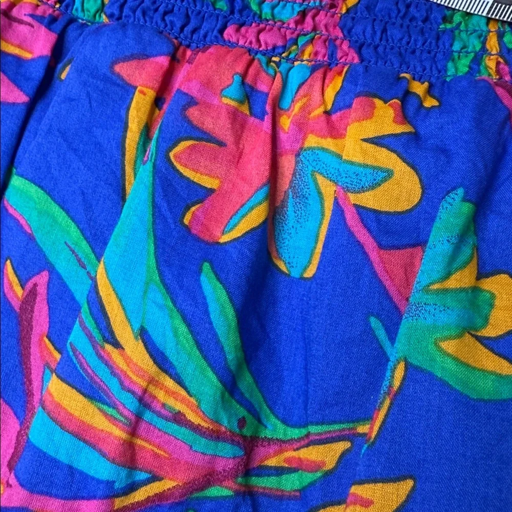 J Crew Smocked Tiered Mini Skirt Floral Summer Party Pull On Lined Vacation